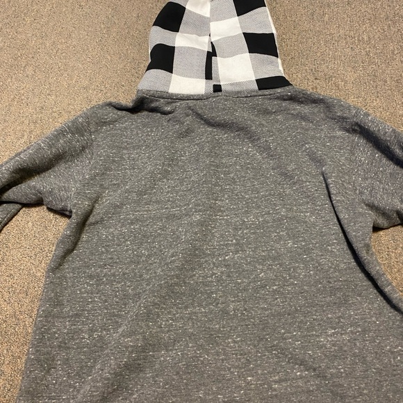 Victorias Secret PINK Hoodie Adult Gray Plaid Sherpa Lined Hood Spell Out Medium - Picture 9 of 9